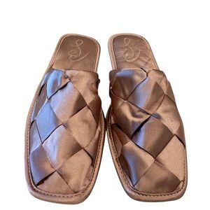 SAM EDELMAN Rhys Woven Satin Mule In Mauve Satin Size 7.5